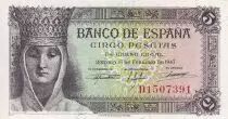 Spain 5 Pesetas - Isabel la catolica - Christopher Colombus - 1943 - P.127
