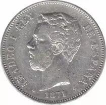 Spain 5 Pesetas Amadeo I - Arms - 1871