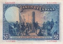 Spain 50 Pesetas - Alfonso XIII - Stamp - 1927 - P.72a