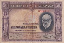 Spain 50 Pesetas - Santiago Ramon y Cajal - 1935 - P.88