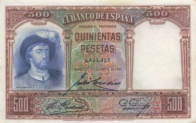 Spain 500 Pesetas - De Elcano - 1931 - P.84