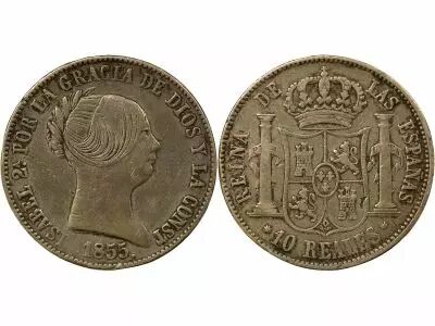 Spain Isabel II - 10 Silver Reales - 1855 Barcelona