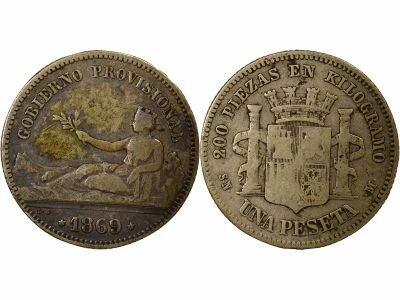 Spain Provisional Gov. - Silver Peseta - 1869 Madrid