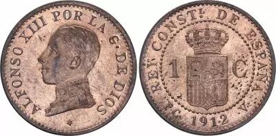 Spanien 1 centimo - Alfonso XIII  - 1912  - AU