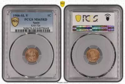 Spanien 1 centimo - Alfonso XIII  -1906 - PCGS 65RD
