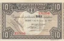 Spanien 10 Pesetas - Por el banco de Vizcaya -1937 - P.S562f