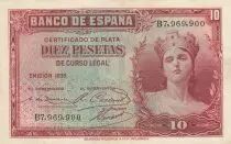 Spanien 10 Pesetas - Woman - Various serial - 1935