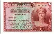 Spanien 10 Pesetas 1935 - without serial - aUNC - P.86