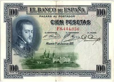 Spanien 100 Pesetas - Felipe II - VF various serial - 1925