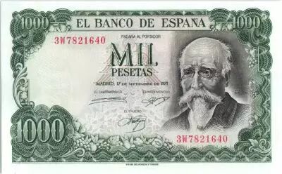 Spanien 1000 Pesetas - Jos� Echegaray - Madrid - 1971