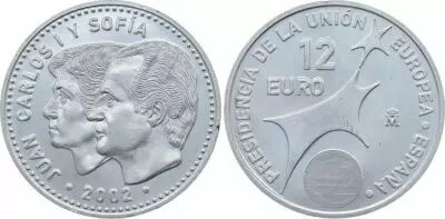 Spanien 12 Euros Juan Carlos and Sofia - Presidency European Union 2002