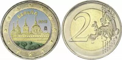 Spanien 2 Euros - Escurial - Colorised - 2013