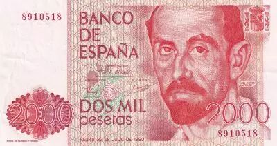 Spanien 2000 Pesetas - Juan Ramon Jimenez  - 1980 - Without serial - P.159