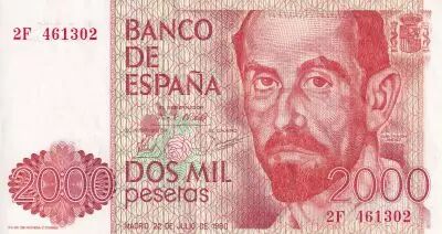 Spanien 2000 Pesetas Juan Ramon Jimenez  - 1980 - XF - P.159