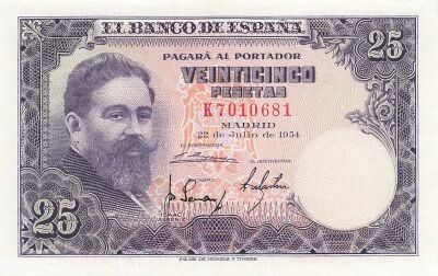 Spanien 25 Pesetas - Isaac Albeniz - 1954 - P.147