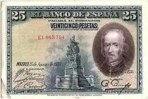 Spanien 25 Pesetas P. Calderon de la Barca - 1928 - Serial E - VF - P.74