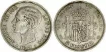 Spanien 5 Pesetas,  Alfonso XII  - Arms - 1877 (77) DE-M