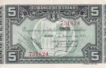 Spanien 5 Pesetas - Bilbao - 1937 - P.S561
