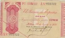 Spanien 5 Pesetas - Por el banco de Bilbao - 1936 - P.S551b-a