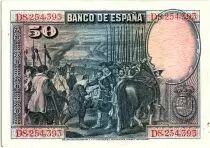 Spanien 50 Pesetas  - D. V&eacute;lasquez - 1928 - Serial D - VF - P.75