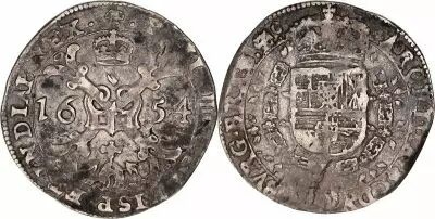 Spanischen Niederlanden 1/4 Patagon Arms - Bruxelles 1654