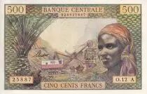 Staaten �quatorialen Afrikas 500 Francs - Woman, mining industry, camels - (ND 1963) - Serial O.12 - Letter A (Chad) - P.4a