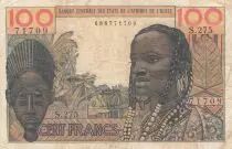 Staaten von Westafrika 100 Francs mask type 1959 - Serial S.275 - P.2b - F to VF