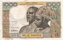 Staaten von Westafrika 1000 Francs - Man, woman - ND (1966) - Letter A (Ivory Coast) - Serial W.60 A