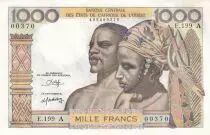 Staaten von Westafrika 1000 Francs - Man, woman - ND (1980) - Letter A (Ivory Coast) - Serial E.199 - P.103An
