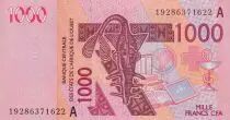 Staaten von Westafrika 1000 Francs - Mask - Camels - 2019 - Letter A ( Ivory Coast) - P.NEW