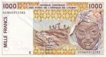 Staaten von Westafrika 1000 Francs - Workmen hauling peanuts - Mask- 2001 - Letter K (Senegal) - P.711K.k