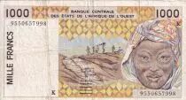 Staaten von Westafrika 1000 Francs - Workmen hauling peanuts - Mask- 2001 - Letter K (Senegal) - P.711K.k