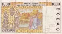 Staaten von Westafrika 1000 Francs - Workmen hauling peanuts - Mask- 2001 - Letter K (Senegal) - P.711K.k