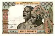 Staaten von Westafrika 1000 Francs river 1961 - Ivory Coast - Serial B.44 A - P.103 Ac - XF