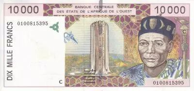 Staaten von Westafrika 10000 Francs - Bridge - 2001 - Letter C (Burkina Faso) - P.314Cj