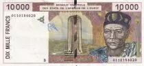 Staaten von Westafrika 10000 Francs - Bridge - ND (2000-2001) - Letter B (Benin) - P.214B