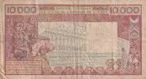 Staaten von Westafrika 10000 Francs - Spinning - ND (1989) - Serial B.043 - Letter A (Ivory Coast) - P.109Ai