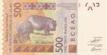 Staaten von Westafrika 500 Francs Mask - Hippopotamus - 2024 A Ivory Coast