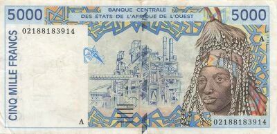 Staaten von Westafrika 5000 Francs - Ivory Coast - 2002 - P.113A