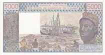 Staaten von Westafrika 5000 Francs 1985 - Woman, fish, boat - Serial W.4 - XF+ - P.108Ai