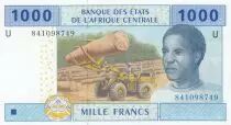 Staaten Zentralen Afrikas 1000 Francs - Lumbering, harverst - U = Cameroon man  2002 (2017)
