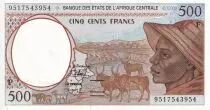Staaten Zentralen Afrikas 500 Francs - Young man - Ox, deers - ND (1994) - F (Centrafrique) XF - P.301Fc