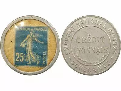 Stamp Coin - 25 Centimes, Cr�dit Lyonnais - 1920 Paris