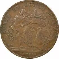 States of Burgundy, Louis IV of Bourbon Cond&eacute; & Caroline - Copper Token - 1728
