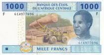 Stati dell\'Africa centrale 1000 Francs - Young man, lumbering, harverst - Letter F (Centrafrica)