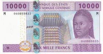 Stati dell\'Africa centrale 10000 Francs - Woman- Train, plane - 2002 - P.310Ma