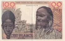 Stati dell\'Africa dell\'ovest 100 Francs - Mask - 23-04-1959 - Serial D.77 - P.2a