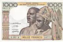 Stati dell\'Africa dell\'ovest 1000 Francs - Man, woman - ND (1959-1965) - Letter A (Ivory Coast) - Serial E.203 - P.103An