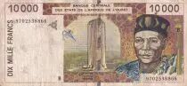 Stati dell\'Africa dell\'ovest 10000 Francs - Bridge - Varieties years - Varities letters - F