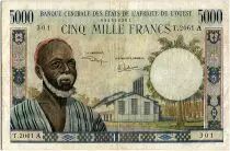 Stati dell\'Africa dell\'ovest 5000 Francs, old man type 1961 ND - A Ivory Cost T.2061 A - P.104Ak - VF